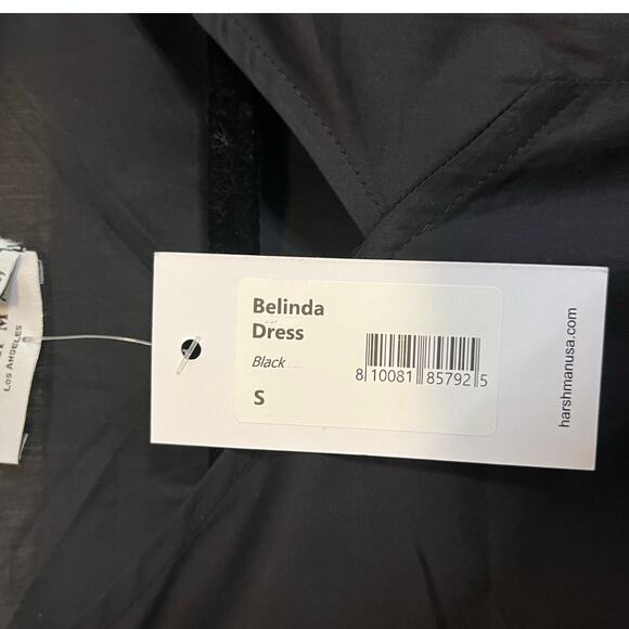 Harshman Belinda Dress Black Size Small Elegant Midi Tiered Ruffle Sleeves - Picture 5 of 5